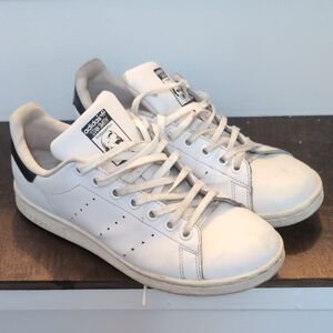 Adidas White Sneakers with Black Accents